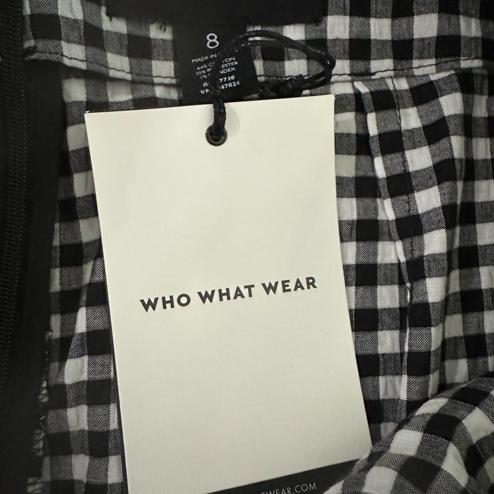 Who What Wear Black‎ and White Gingham Midi Skirt - Picture 3 of 5